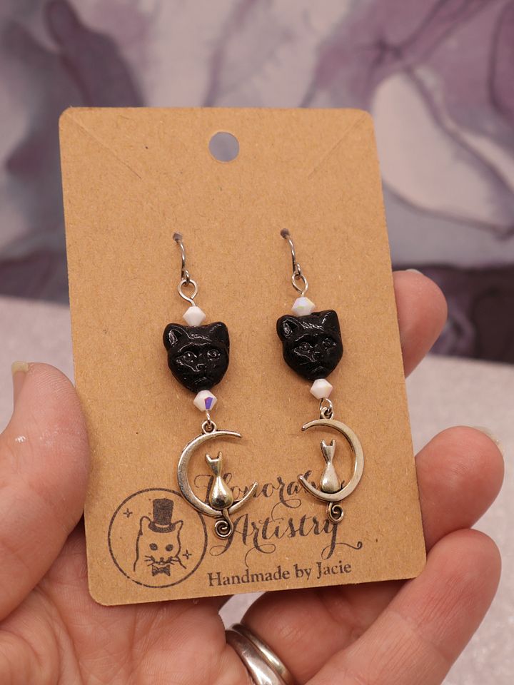 Black Cat Drop Earrings product image (2)