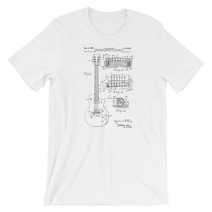 Electric Guitar Patent T-Shirt. Shirt 100% Cotton Premium Tee Black Gray or Red product image (2)