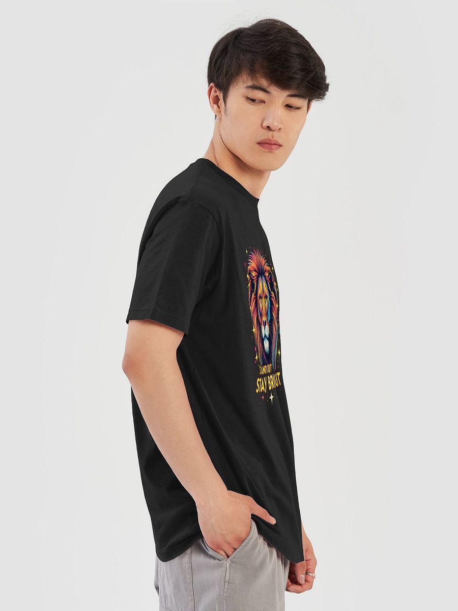 Bold Neon Lion Graphic Tee - Supersoft Slim Fit Cotton Shirt - Futuristic Glow Shirt product image (6)