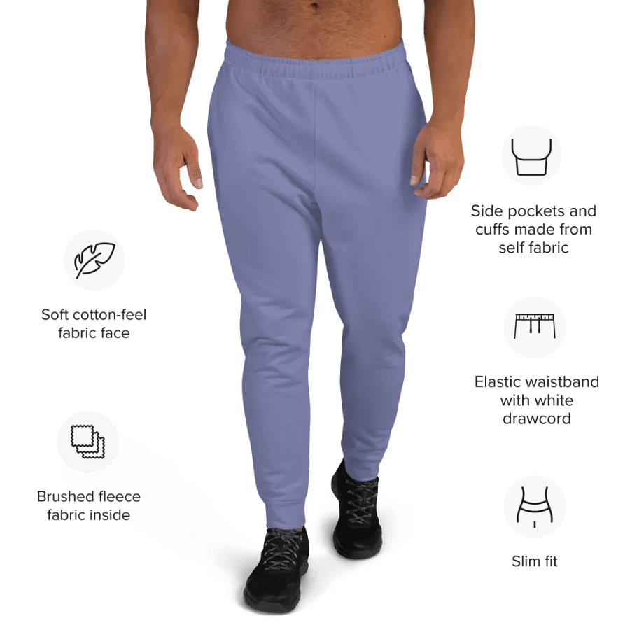 Plain Purple Soft Summer Recycled Polyester Premium Men's Joggers by Treasure Pie product image (9)