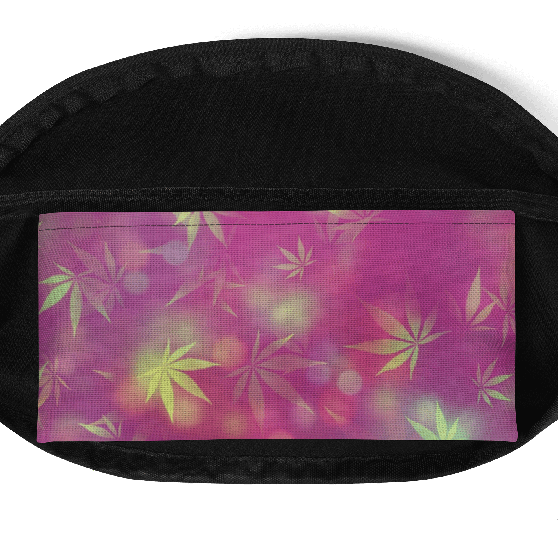 Maroon & Gold Bokeh Cannabis Leaf Pattern Fanny Pack product image (5)
