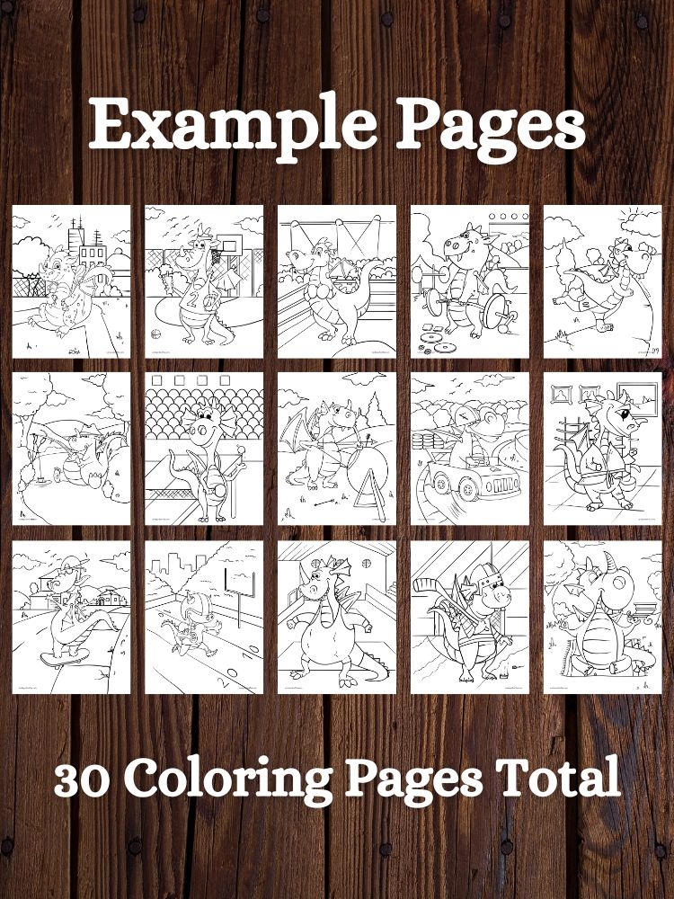 Dragons Playing Sports Printable Coloring Pages for Kids product image (2)