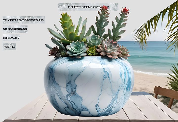 Ocean Bliss Vase – Eternal Marble Coastal PNG product image (2)