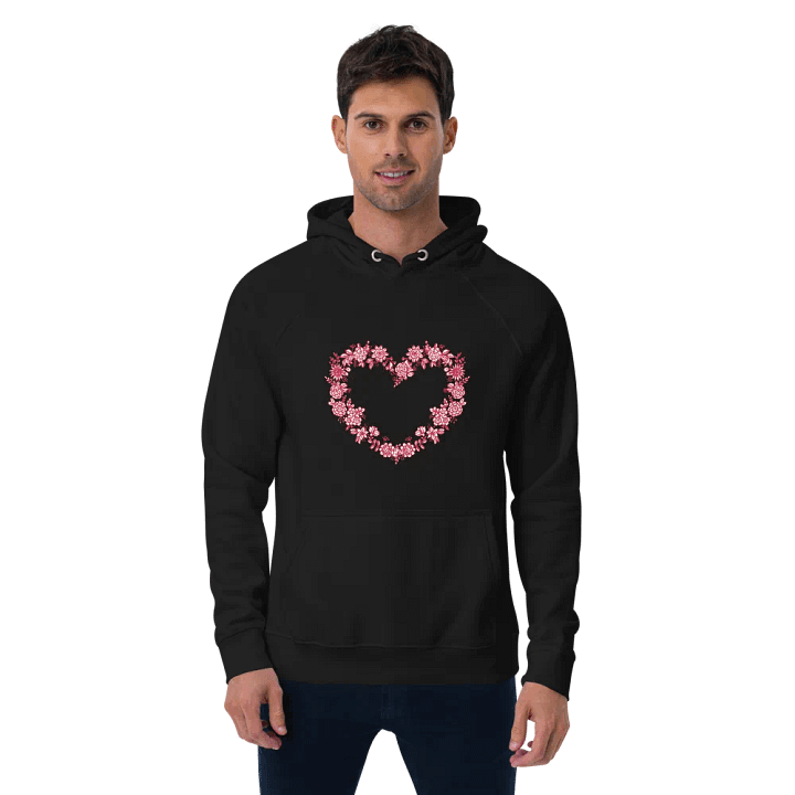 Red Floral Heart Unisex Eco Raglan Hoodie product image (2)