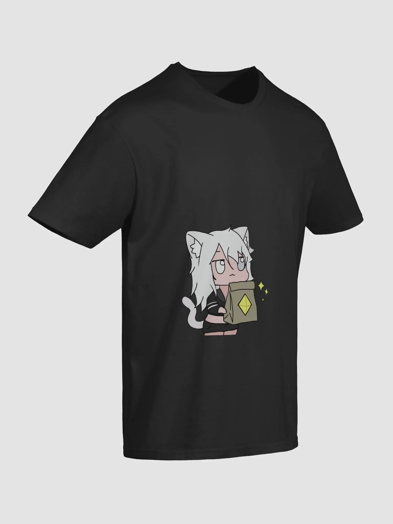 Whimsical Catgirl with lootbag and pizza [Diamond T-Shirt] product image (20)