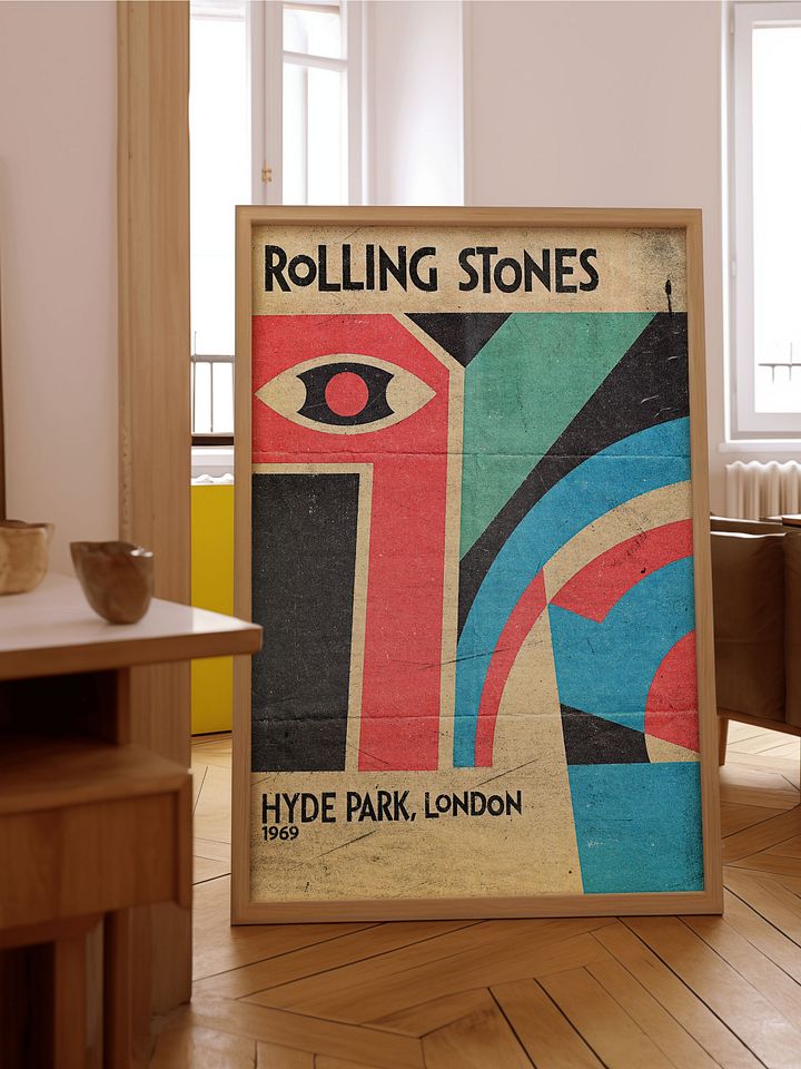Rolling Stones Hyde Park 1969 Poster | Vintage Rock Print | London Concert Art | Retro Music Decor | Reworked Design product image (2)