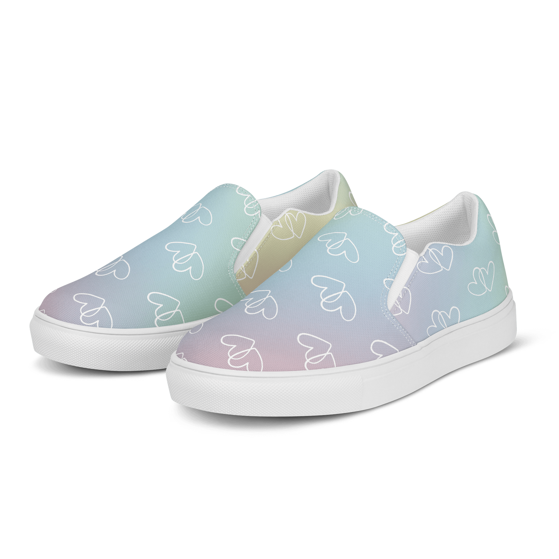 Rainbow Heart Women's Canvas Slip-On Shoes product image (3)