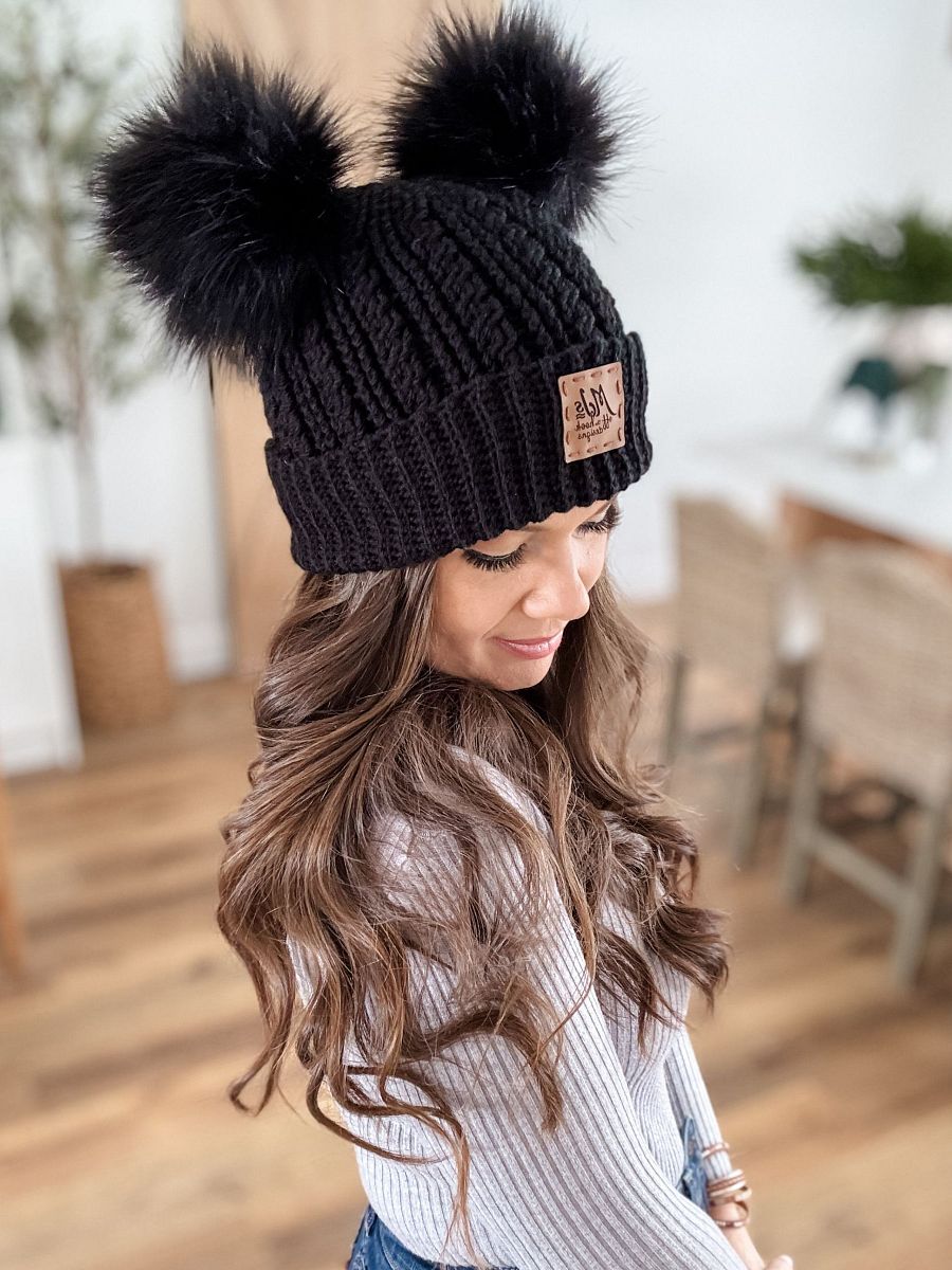 Double PomPom Cuddle Cables Beanie Crochet Pattern product image (8)