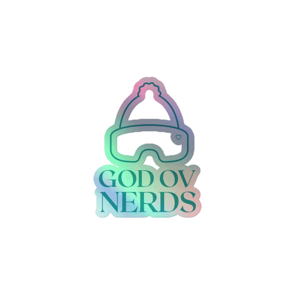 Teal Winter Hat and Goggles Holographic Sticker product image (1)