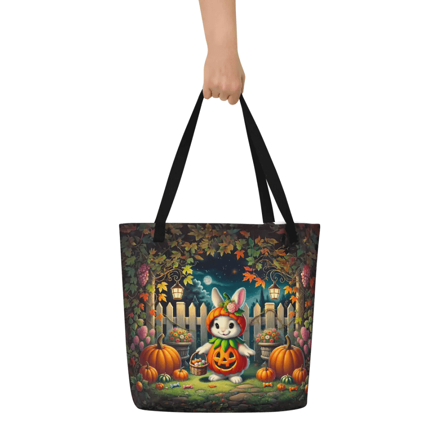 Whimsical Halloween Bunny Rabbit Pumpkin Patch Tote Bag product image (7)