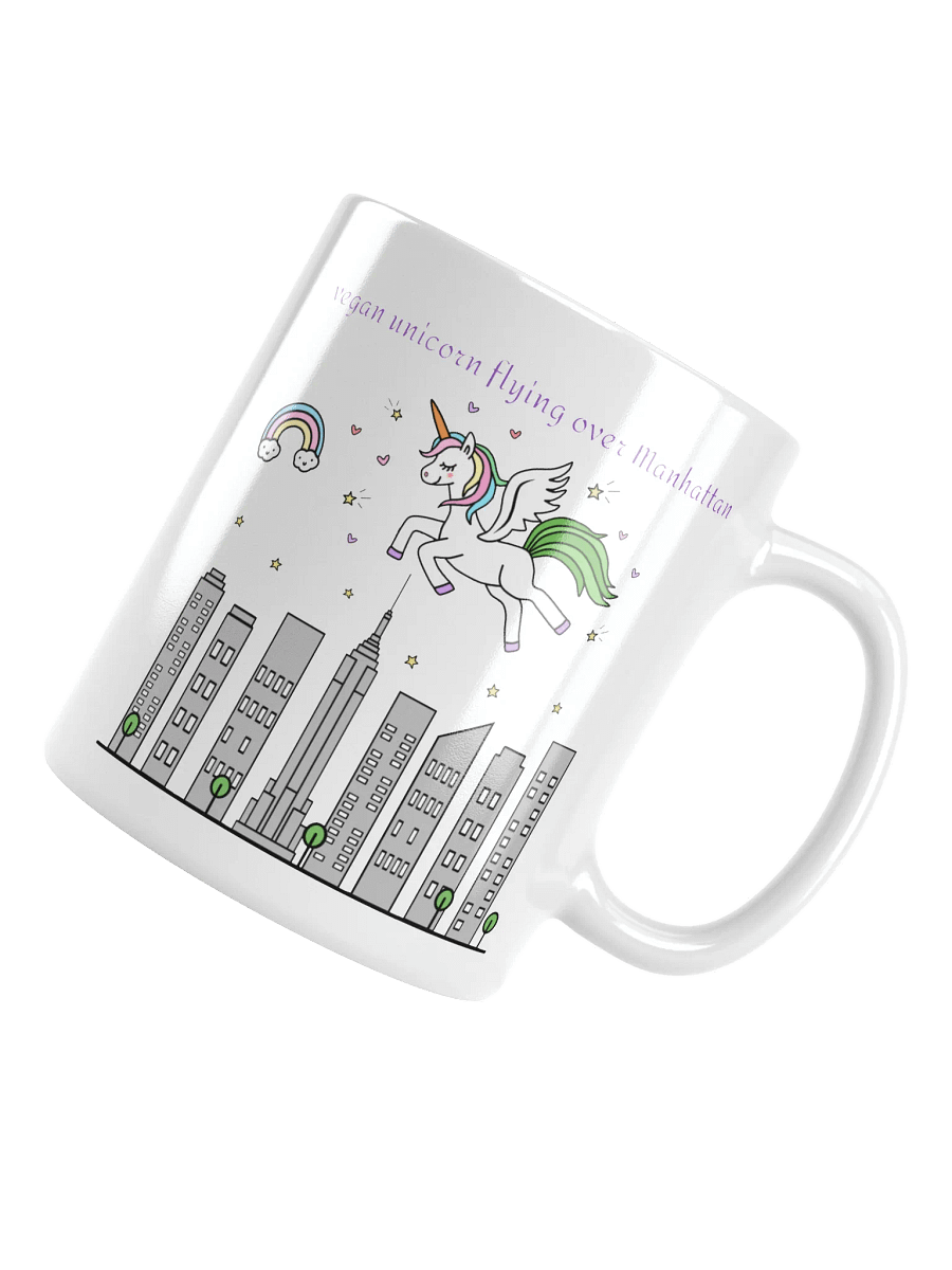 “Vegan Unicorn Flying Over Manhattan” Coffee or Tea Mug product image (3)