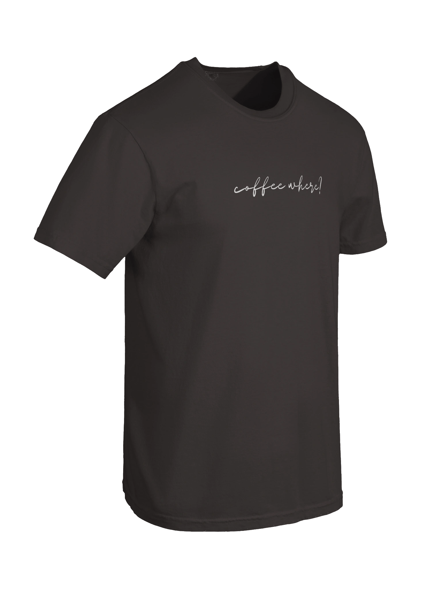 T-shirt “coffee where?” - white typo print product image (22)