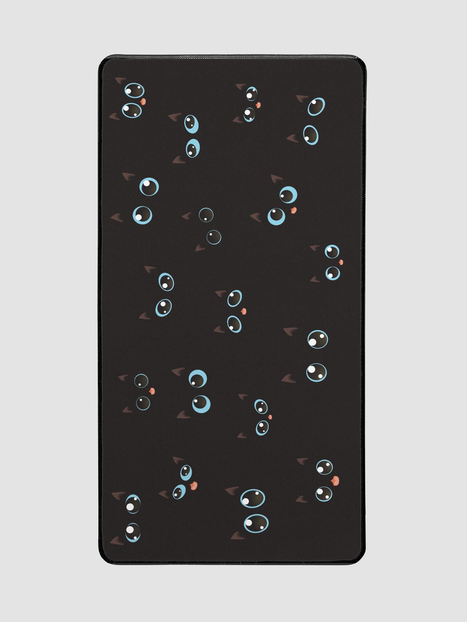 Cute Black Cat Faces (Blue Eyes) Desk Mat 15.5" x 31.5" product image (2)