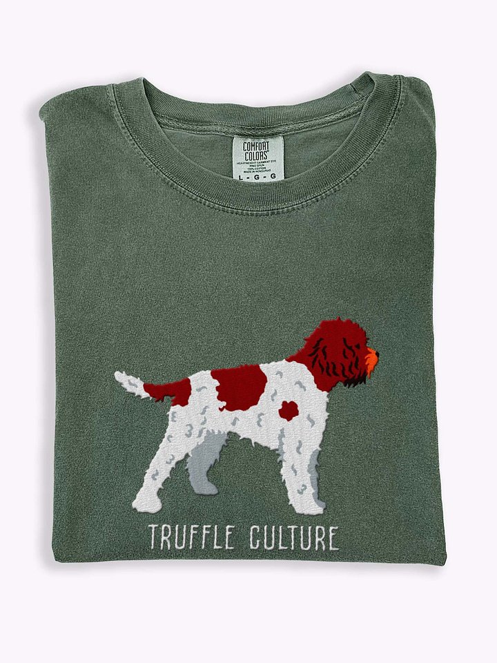 Truffle Culture T-Shirt(Embroidered) of a Lagotto Romagnolo(Liver & White) product image (1)