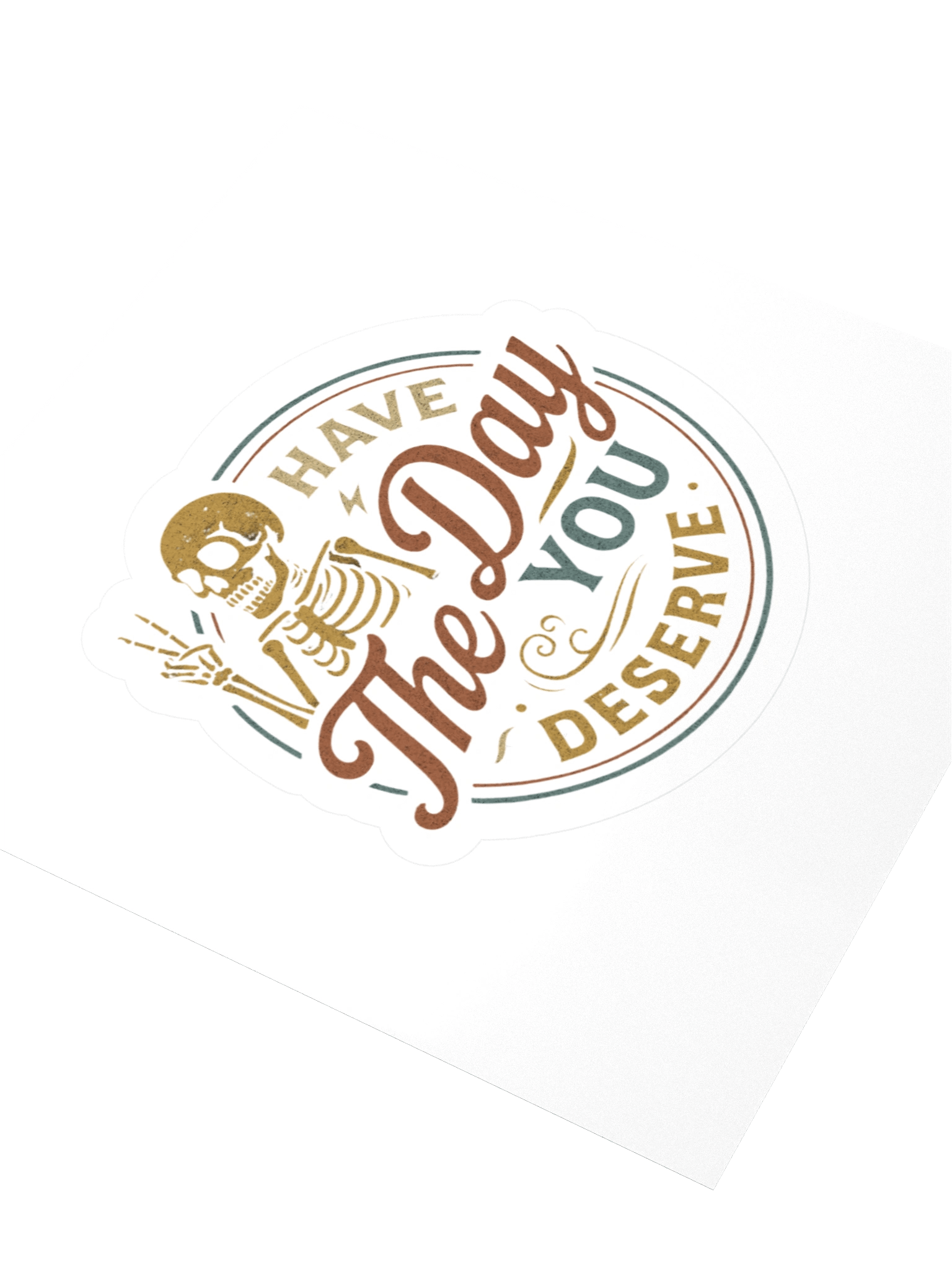 Vintage Peace Skeleton "Day You Deserve" Kiss Cut Stickers product image (9)