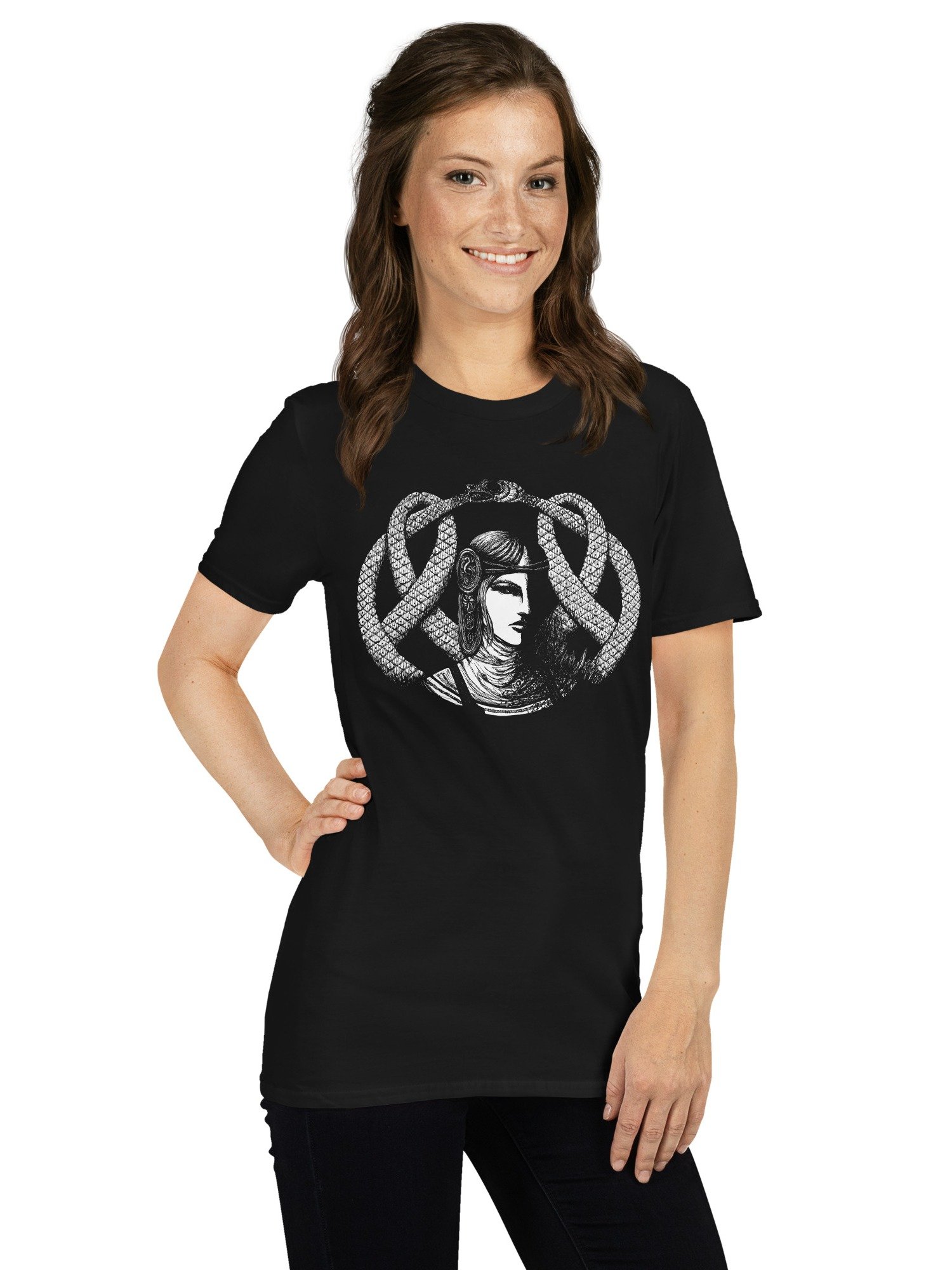 Hel in Black Portrait Relaxed Fit Softstyle Gildan T-Shirt product image (1)