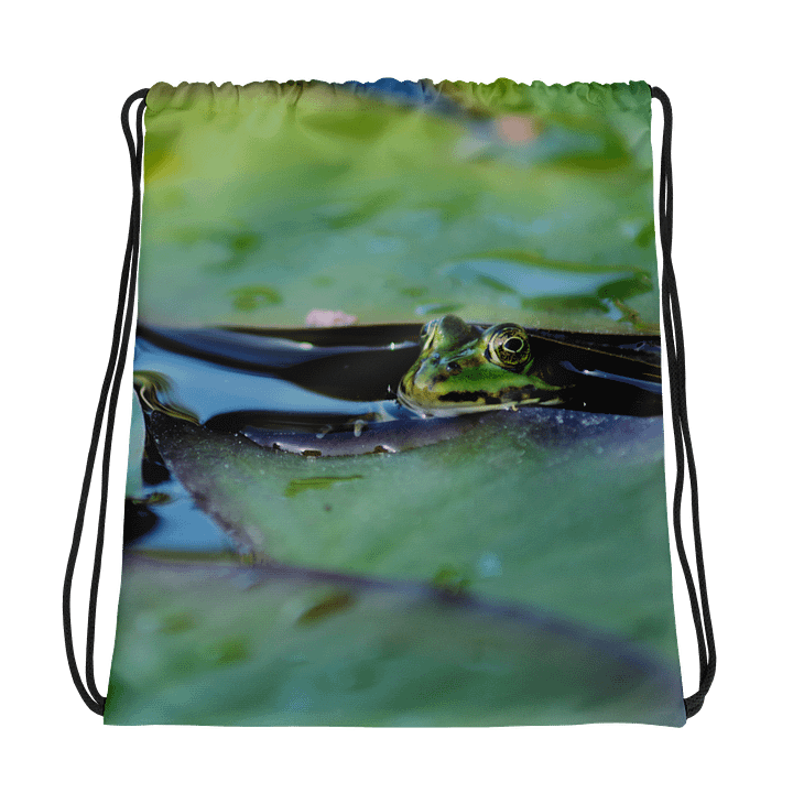 Rucksackbeutel mit Kordelzug - Frosch unter Seerosenblatt product image (1)