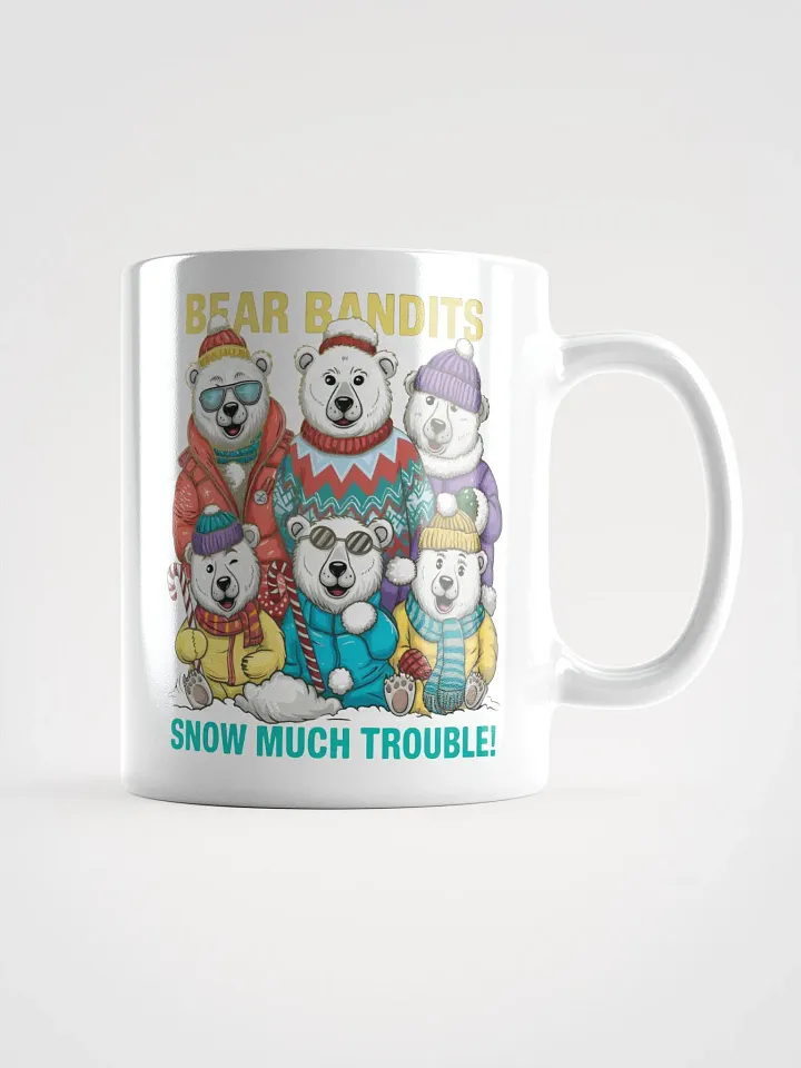 Bear Bandits of the North White Glossy Mug – Festive Polar Bear Design product image (1)