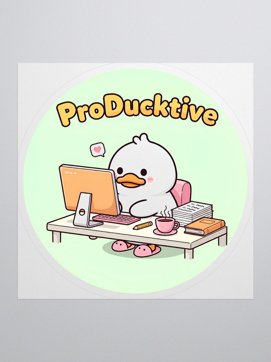 Cute "ProDucktive" Duck Sticker - Gamer & Study Buddy Decal | Laptop & Planner Decor product image (1)