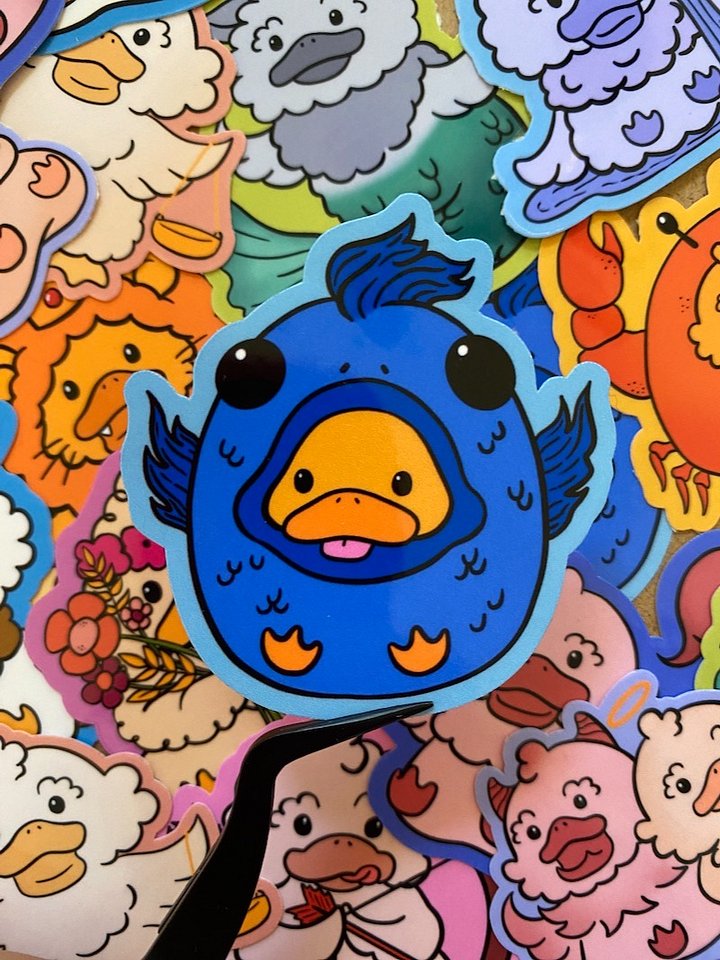 Pisces Duck Sticker product image (1)