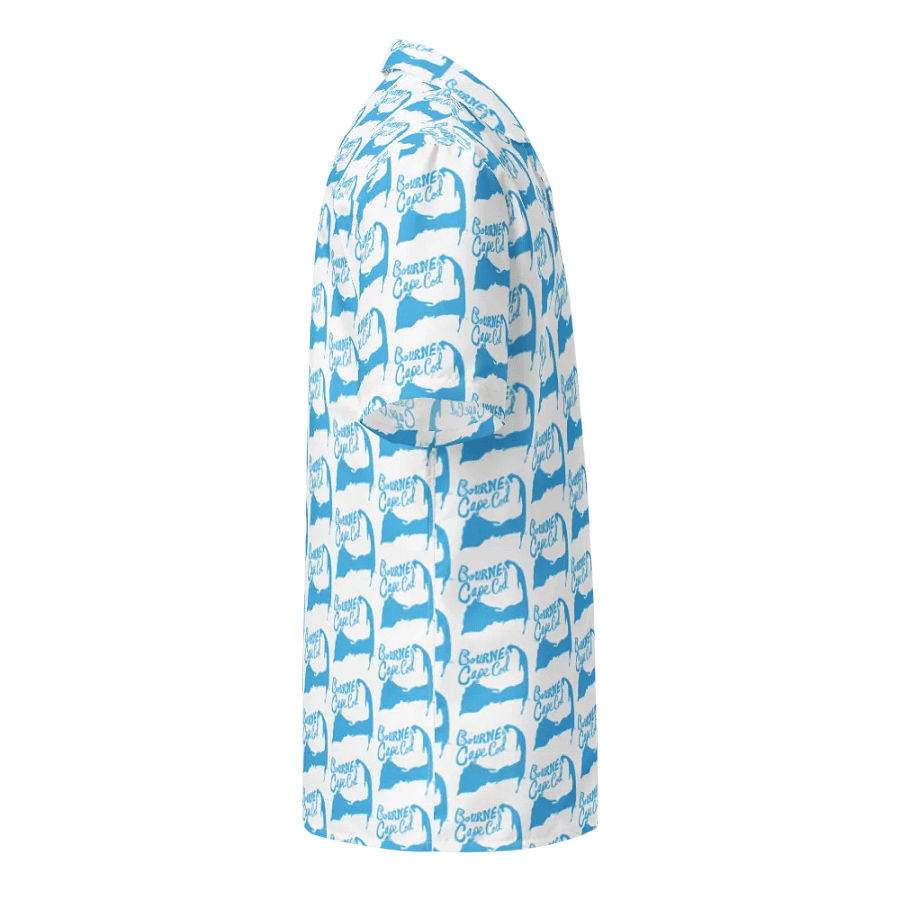Women's | BOURNE to Cape Cod™ | Hawaiian Shirt | Classic Coastal Vibes | All-Over Logo Print | Blue on White product image (4)