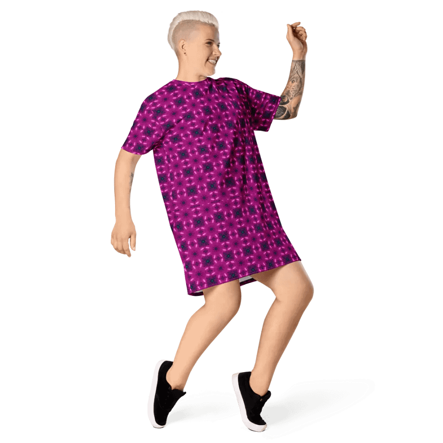 Abstract Shapes in Raspberry Ladies T Shirt Dress product image (5)