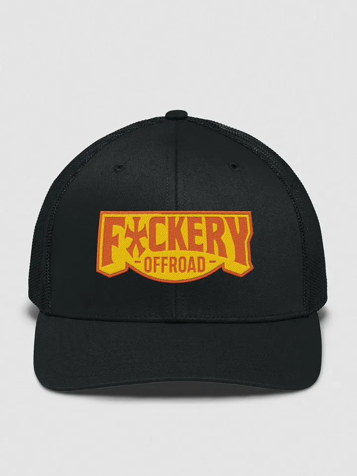F*ckery Trucker Hat with Retro Color Logo - Clean product image (1)