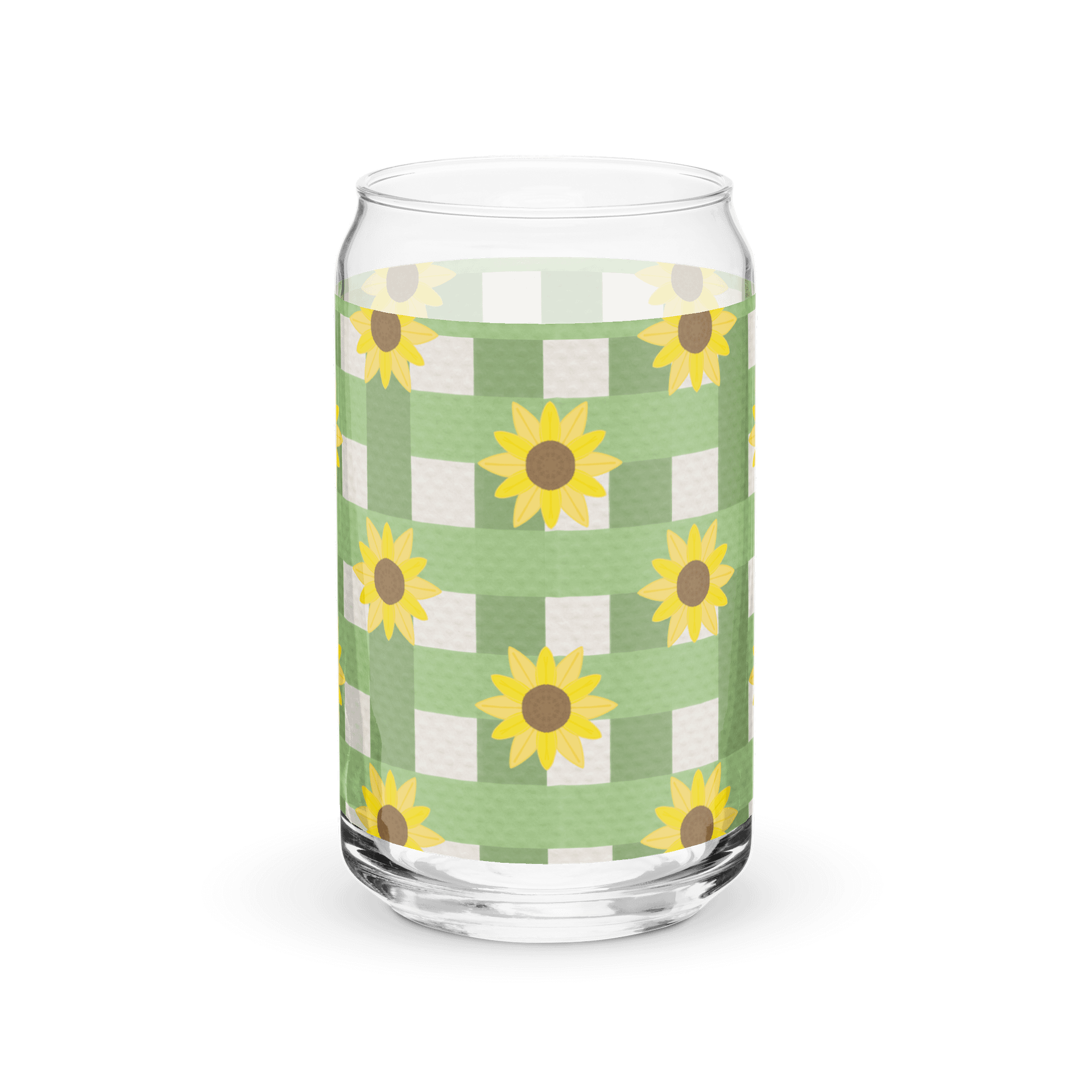 Sunflower Gingham- Green Background Glass Tumbler product image (4)
