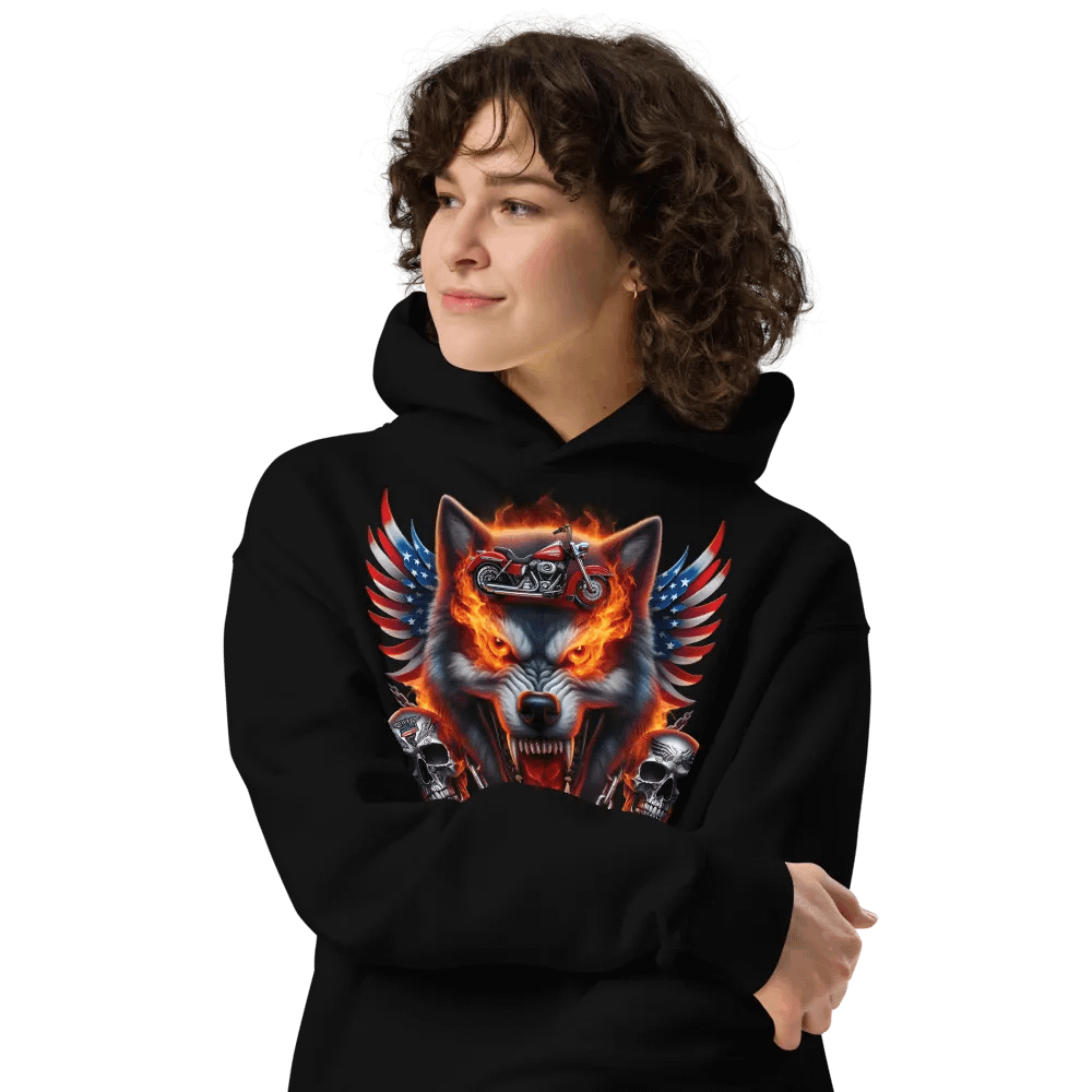 Rebel Wolf Motorcycle Flames Hoodie #42 product image (4)