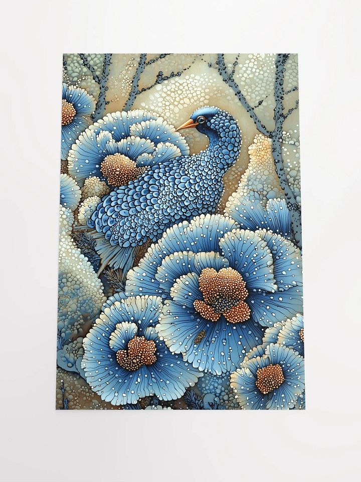 Azure Serenity: Fantasy Poster of a Mystical Forest Bird product image (1)