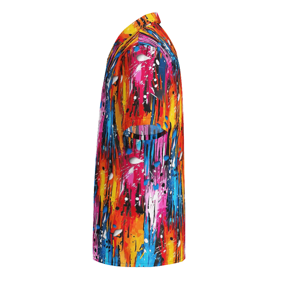 Custom Unisex Button Down Short Sleeve Shirt _ CoachShawStudio's Streetwear Collection_ Abstract Graffiti Art Mountain Blizzard _ Vibrant Colored Designer Shirt product image (9)