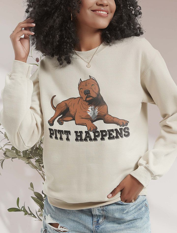 Pitt Happens Sweatshirt of a Pitbull Terrier (Cropped Ears - Red) | Funny Shirt for Pitbull, Bully, and Staffordshire Terrier Paw-rents product image (18)