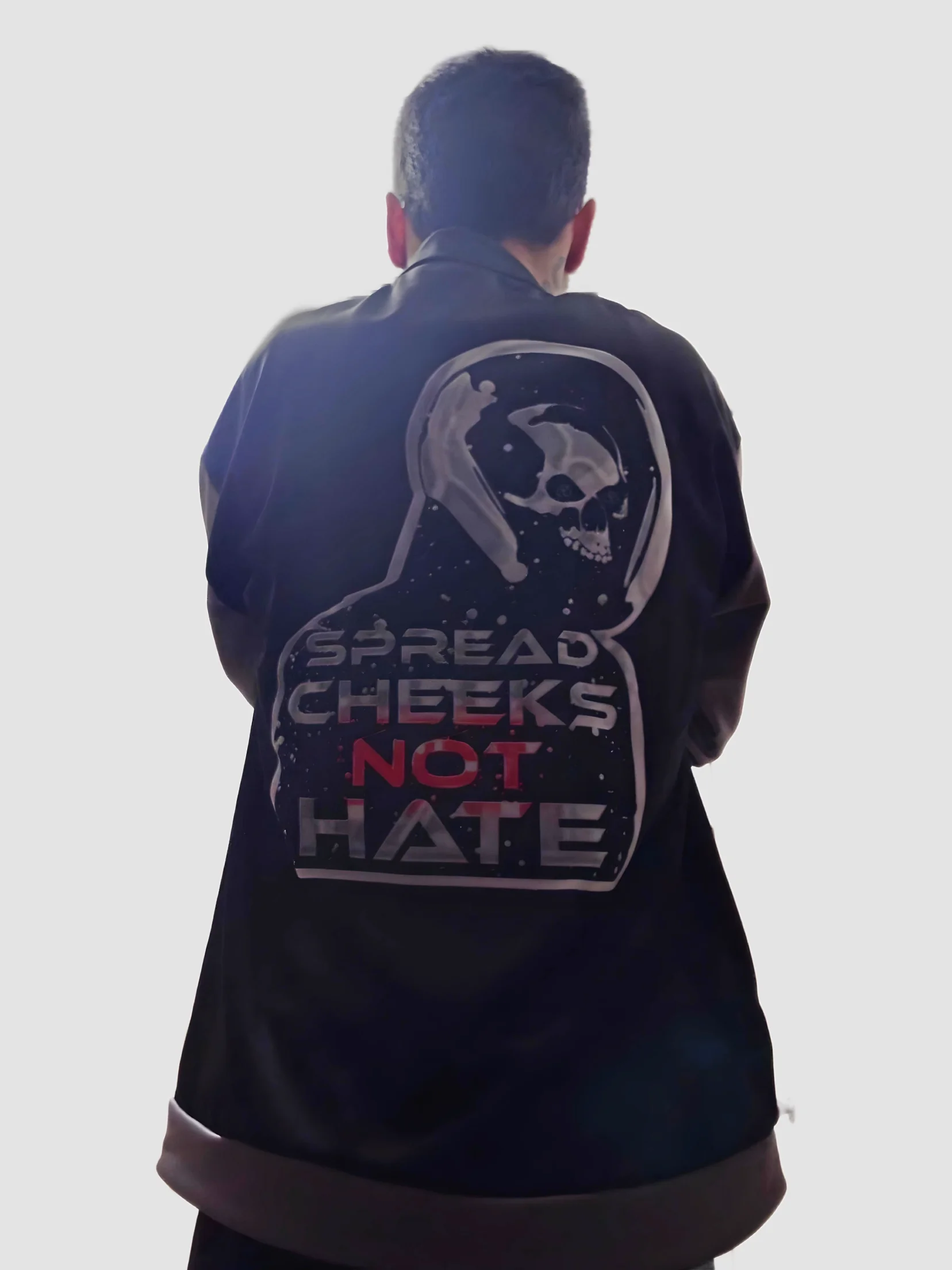 Spread Cheeks NOT Hate Grey Sleeves Bomber Jacket product image (6)