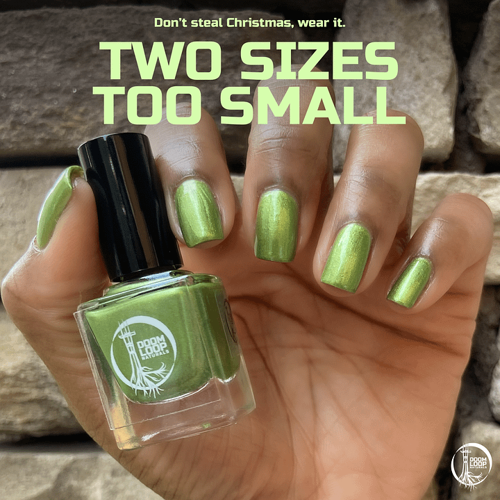 TWO SIZES TOO SMALL - Green Semi-Metallic Nail Polish product image (1)