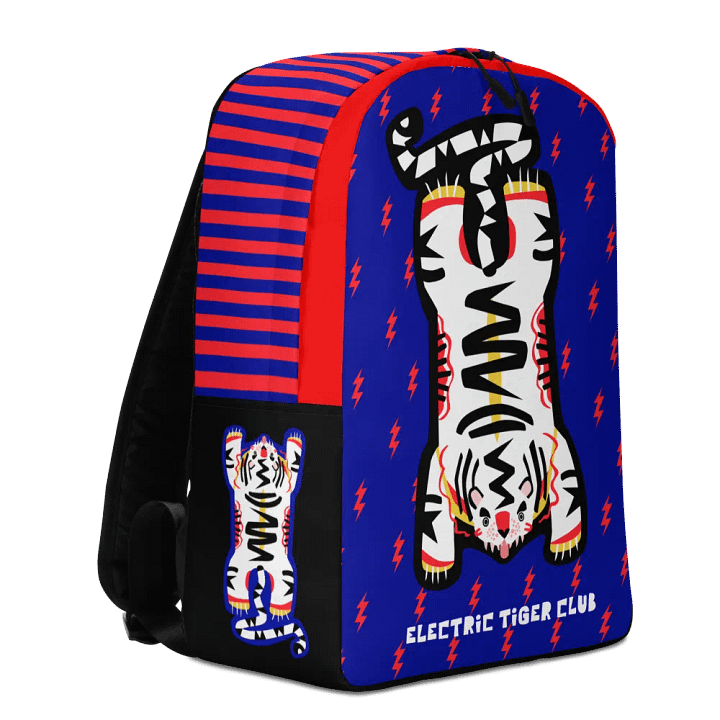 White Electric Tiger on Blue and Red - Backpack product image (1)
