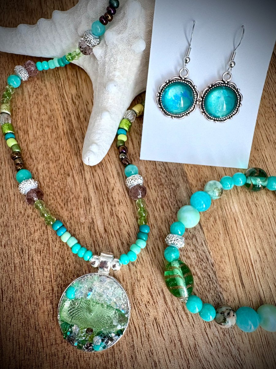 Tidepool Treasure Beaded Bracelet | Seafoam, Aqua & Turquoise | Handmade 7.5" Coastal Charm by Monique Faella Designs™ | MFD-00068 product image (7)