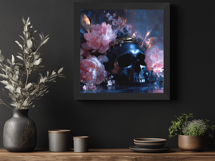 Floral Requiem: Skull & Blossom Fantasy Art product image (2)