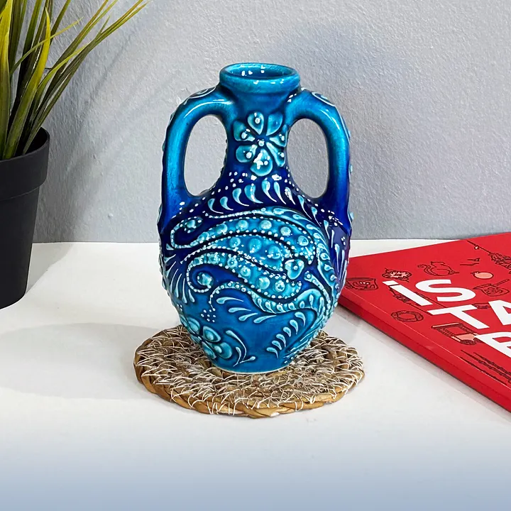 Ceramic turkuaz vase — handmade pottery, handmade ceramic, home decor, handmade gift, Turkish ceramic product image (1)