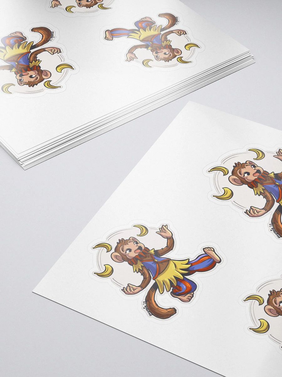 Banana-Juggling Monkey Jester Sticker Set - Whimsical Circus Decals product image (5)