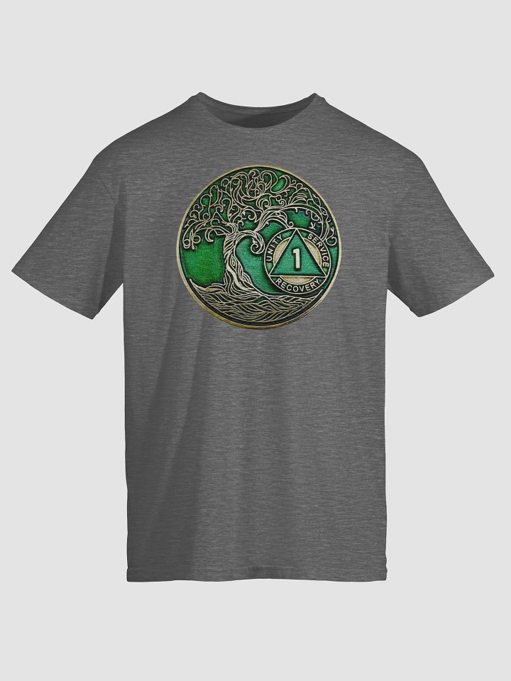 Twisted Tree of Life 1st Year Sobriety Green Medallion | Recovery T-Shirt Inspiring Sobriety product image (1)