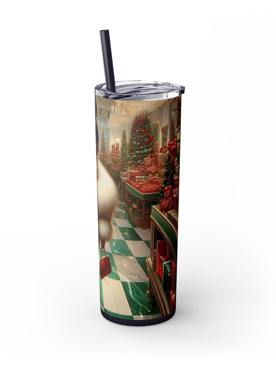 Glam Holiday Diva Tumbler Wrap, Christmas Tumbler Sublimation Design, Stylish African American Woman in Festive Green, 20 oz Skinny Tumbler product image (3)