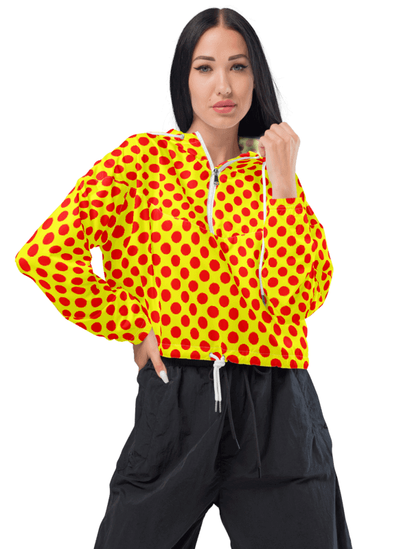 Red Polka Dots on Yellow Unisex Windbreaker product image (1)