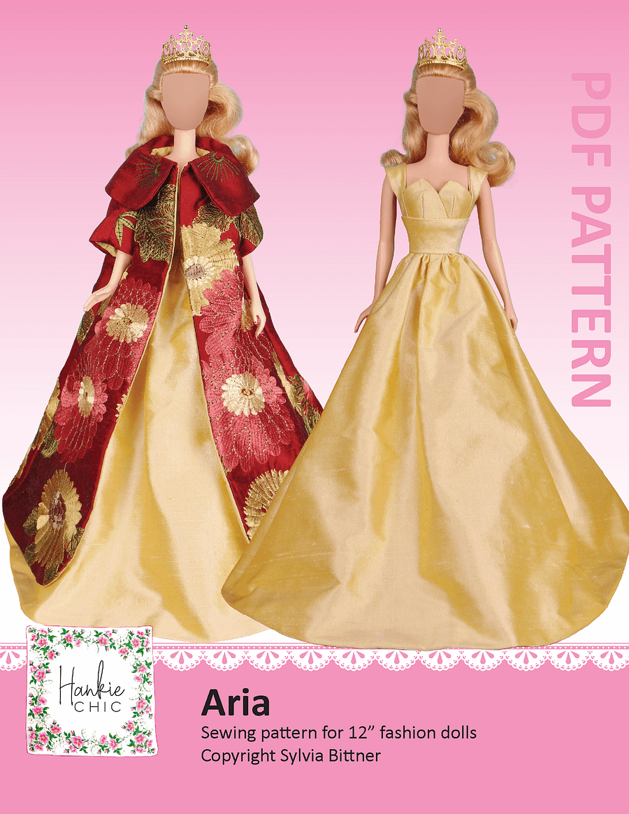 Aria sewing pattern for 12" fashion dolls product image (1)
