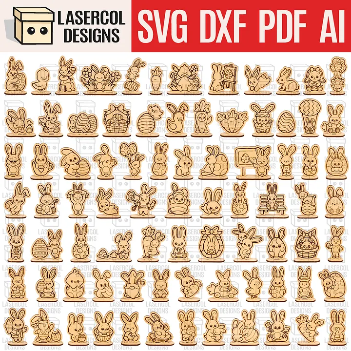 Easter Cutouts With Base Mega Bundle (+80) - Laser Cut Files product image (1)