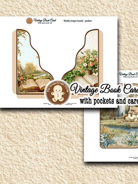 $1 Deal Vintage Book Card Kit Digital Download product image (2)