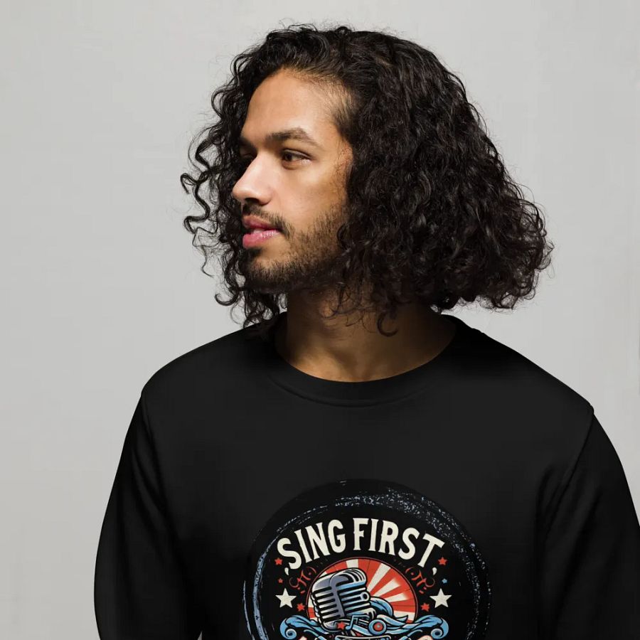 Retro Mic Vibes Organic Sweatshirt For Singers product image (4)