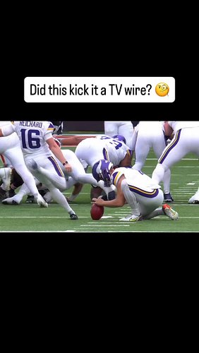 EMBRACE THE DEBATE: Did this kick on Sunday hit a TV wire? Comment below 👇👇👇

#minnesotavikings #skol #nfl #nflhighlights