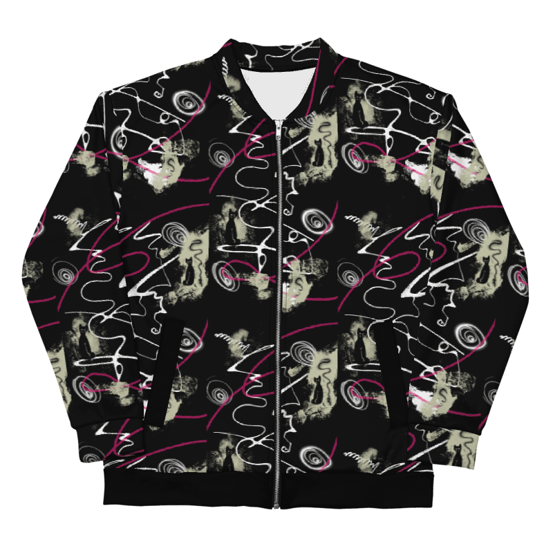 ScribbleWear #5 Unisex Bomber Zip Jacket/Black-Cat product image (1)