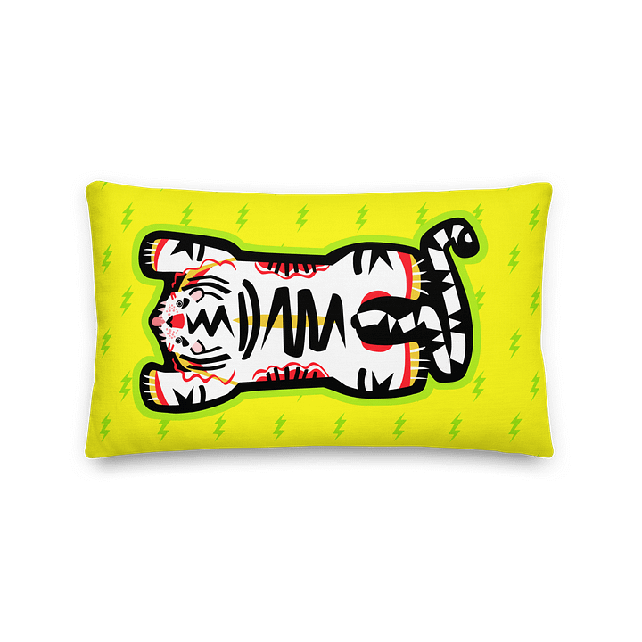 White Electric Tiger on Yellow & Lime - Pillow - 3 Size Choices product image (2)