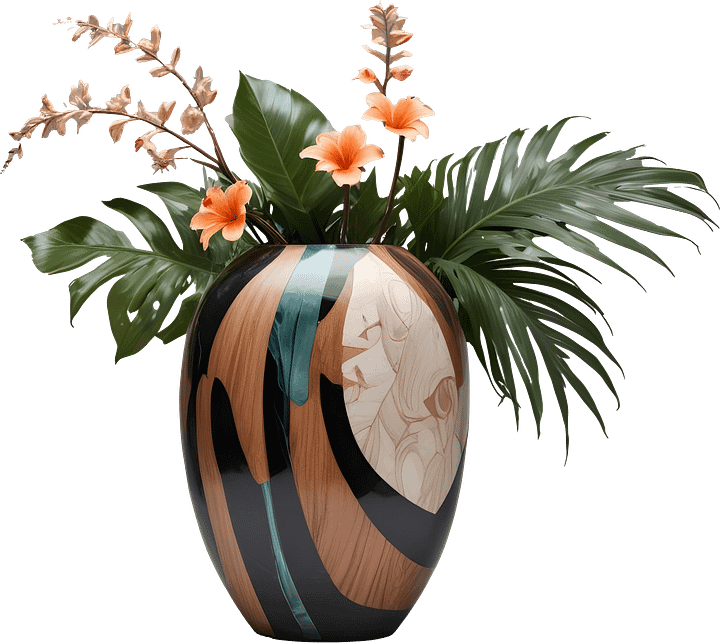 Dream of Eternity – Wood Art Deco Vase PNG product image (1)